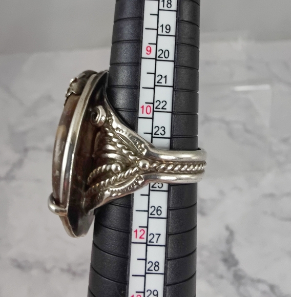 Zuni Sterling Silver Ring Size 11 Turquoise, Coral Bennie Bowekaty - Picture 7 of 12